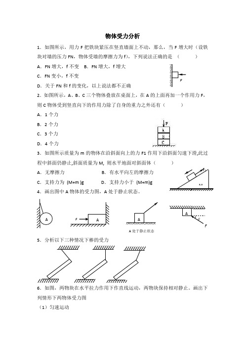 物体受力分析练习题