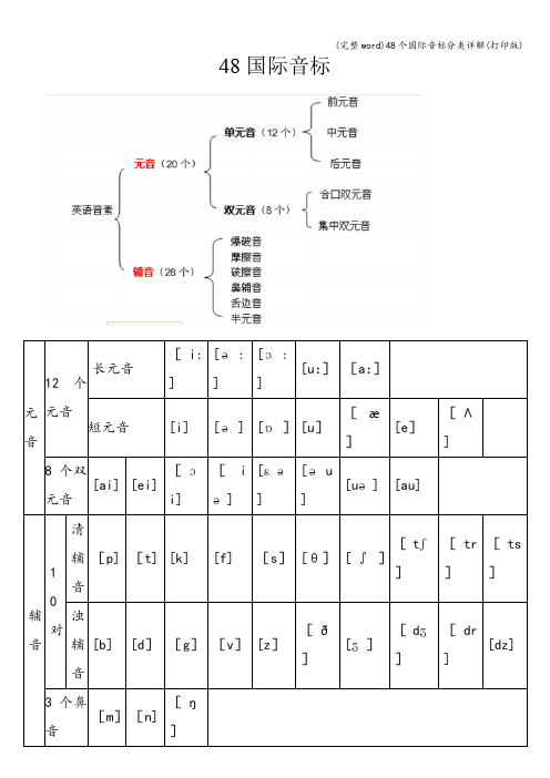 (完整word)48个国际音标分类详解(打印版)