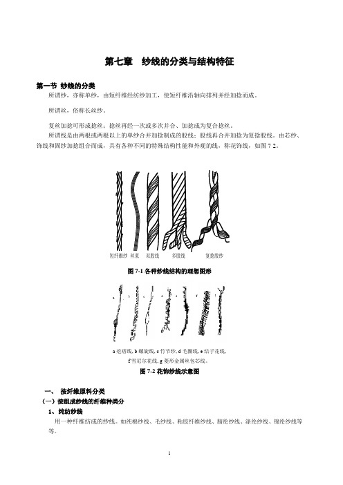 纺织材料学 第7章 纱线的分类与结构