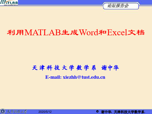 谢中华_利用MATLAB生成Word和Excel文档