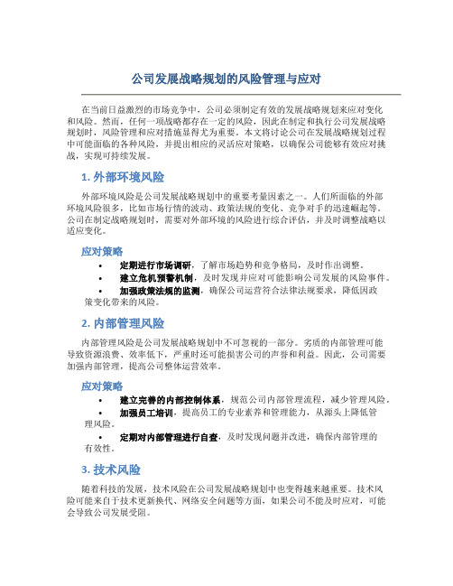 公司发展战略规划的风险管理与应对