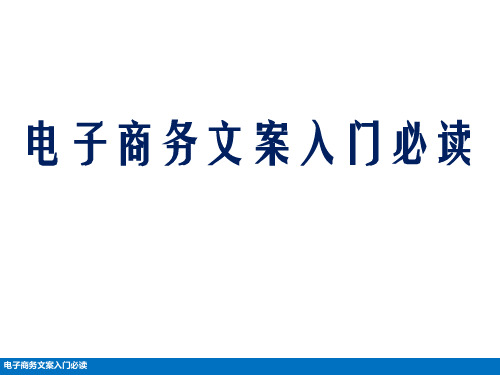 电子商务文案入门必读