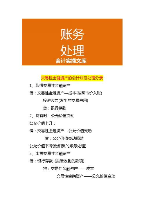 交易性金融资产的会计账务处理分录