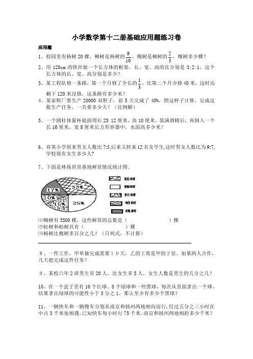 小学数学基础应用题练习卷