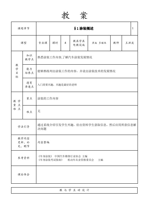 汽车车身涂装技术教案全套