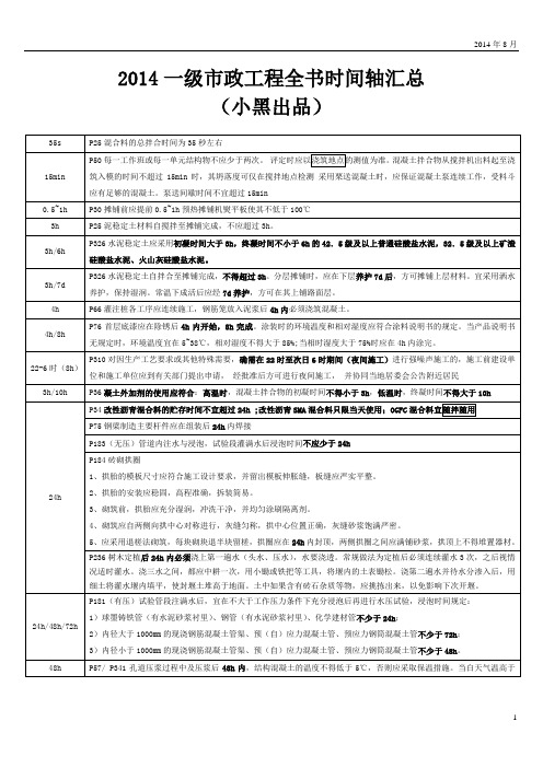 2014年一级建造师市政实务全书时间轴汇总