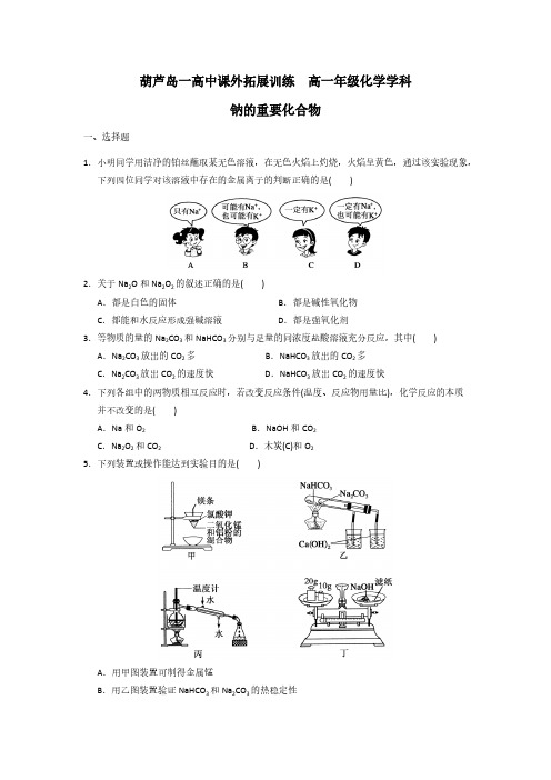 高中化学必修一：3-2-1钠的重要化合物 课外拓展训练 pdf版含答案