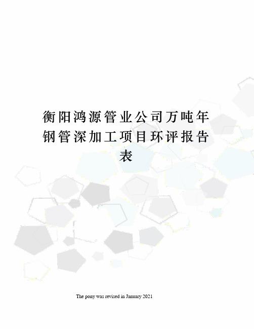 衡阳鸿源管业公司万吨年钢管深加工项目环评报告表