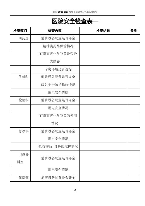 医院安全检查表一