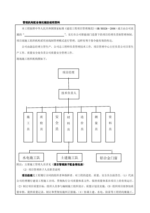 项目管理机构配备说明