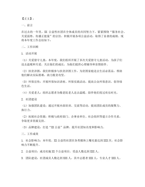 公益性社团总结范文