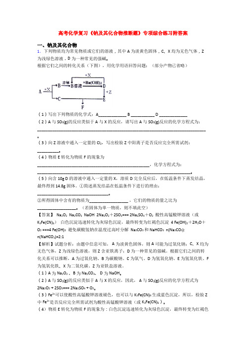 高考化学复习《钠及其化合物推断题》专项综合练习附答案