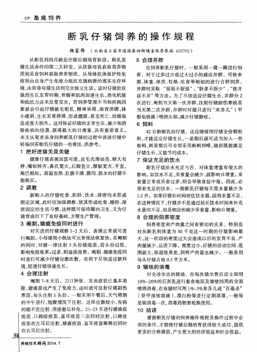 断乳仔猪饲养的操作规程