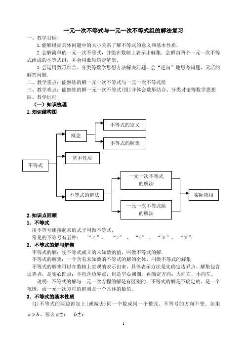 《一元一次不等式与不等式组的解法》复习教案