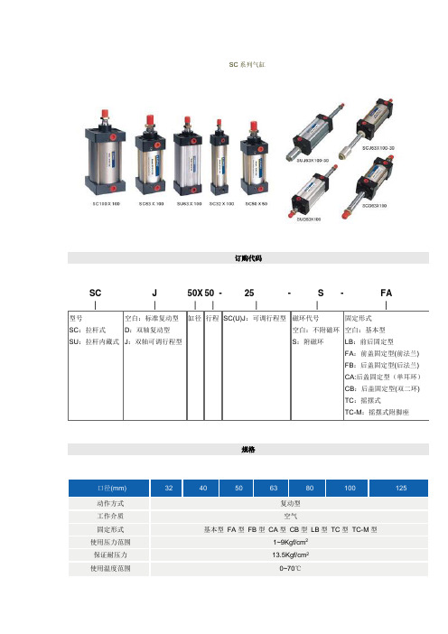 SC系列气缸选型样本