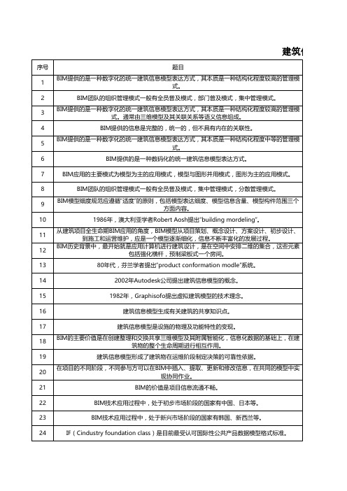 2018建筑信息模型复习题