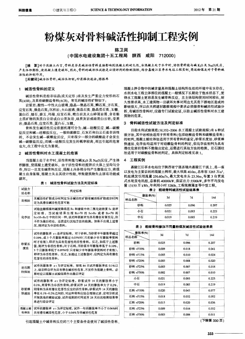 粉煤灰对骨料碱活性抑制工程实例