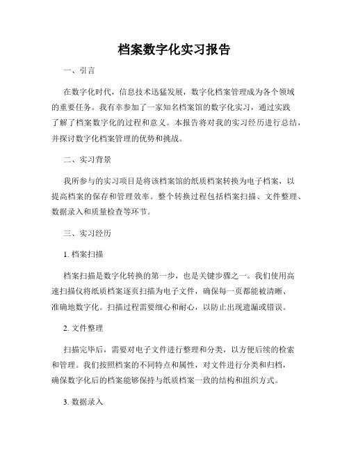 档案数字化实习报告