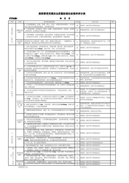 综采综放、高档采煤评分表(简版)