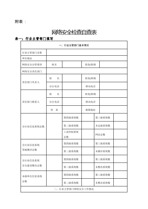 网络安全检查自查表