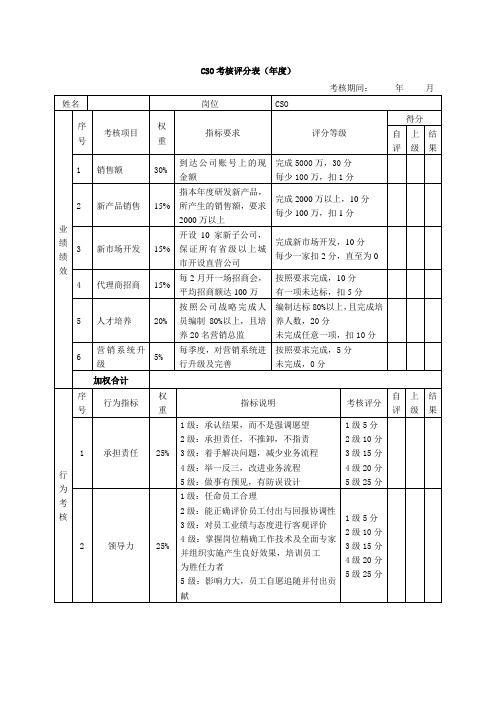 绩效考核表-CSO Microsoft Office Word 文档