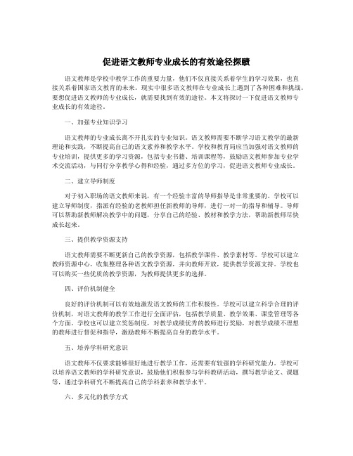 促进语文教师专业成长的有效途径探赜