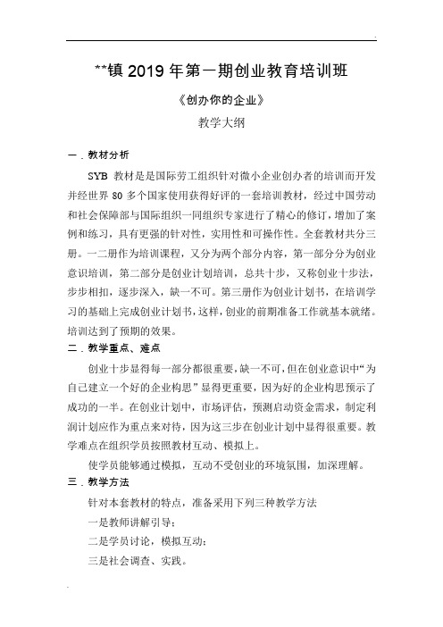 创业培训教学大纲