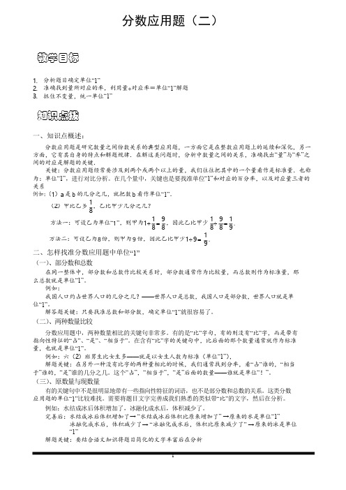 小学思维数学讲义分数应用题-带详解