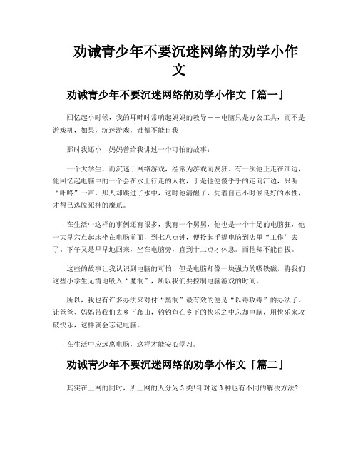 劝诫青少年不要沉迷网络的劝学小作文