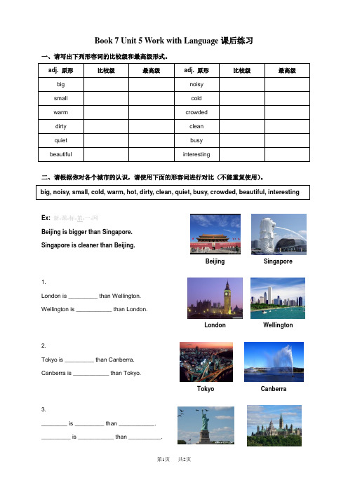 小学六年级英语Book7 Unit5 Work with language练习题(试卷附答案解析_