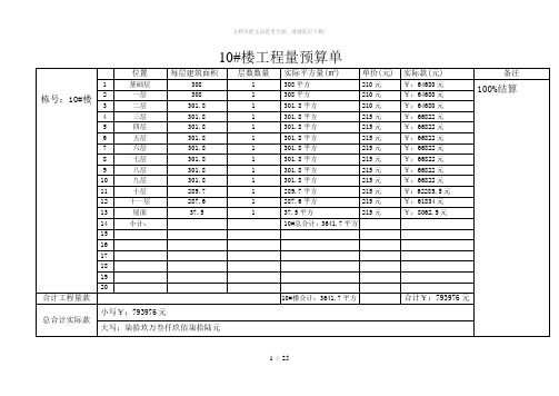 工程量结算单--------------劳务------------班组