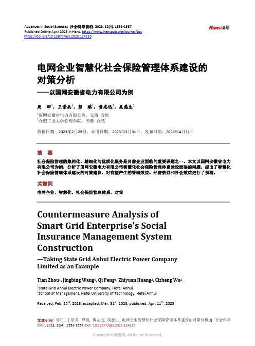 电网企业智慧化社会保险管理体系建设的对策分析