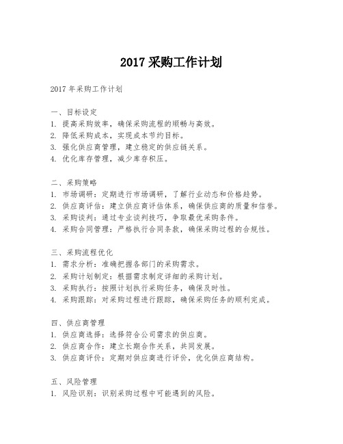 2017采购工作计划