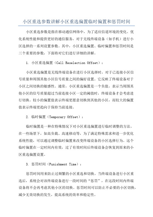 小区重选参数讲解小区重选偏置临时偏置和惩罚时间