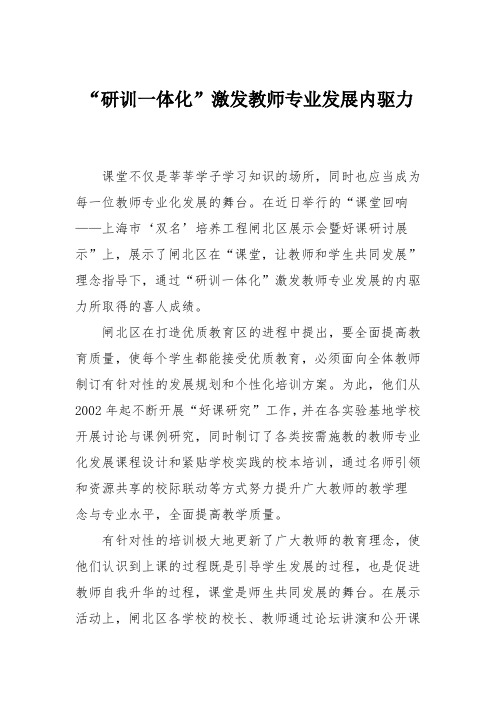 “研训一体化”激发教师专业发展内驱力