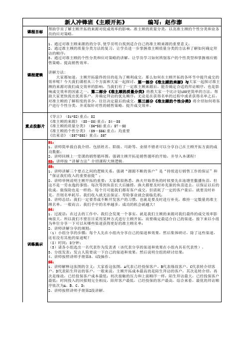 2-新人冲锋班《主顾开拓》授课指南--赵作澎