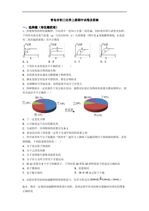 青岛市初三化学初三化学上册期中试卷及答案