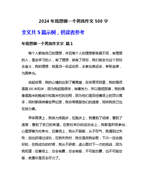 2024年我想做一个男孩作文500字