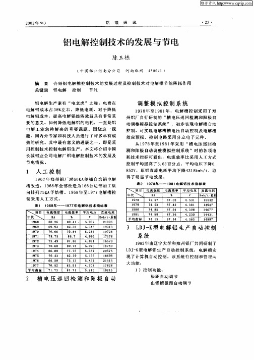 铝电解控制技术的发展与节电