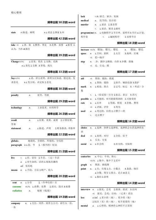 同等学力英语高频词汇(最新整理9页)