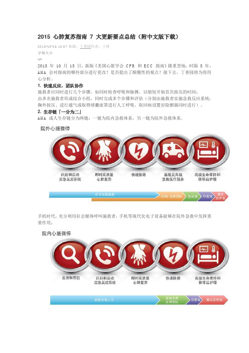 2015 心肺复苏指南 7 大更新要点总结