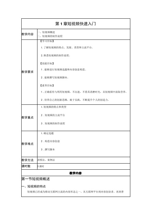 剪映：手机短视频制作全彩慕课版教案全套 第110章 短视频快速入门手机短视频剪辑实训案例