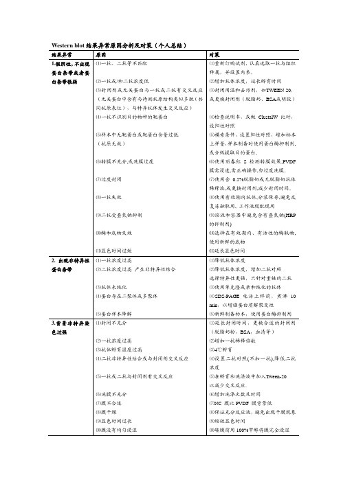 Western blot结果异常原因分析及对策(个人总结)