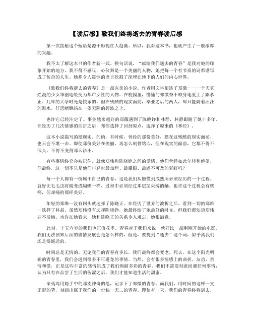 【读后感】致我们终将逝去的青春读后感