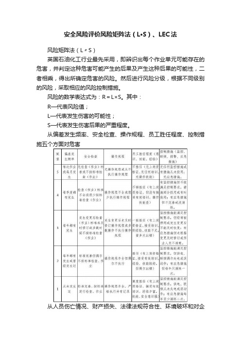 安全风险评价风险矩阵法（L·S）、LEC法