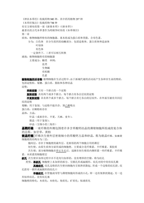 药用植物学考试汇总