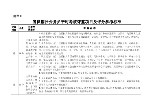 公务员平时考核评鉴项目及评分参考标准