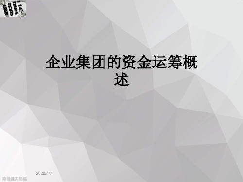 企业集团的资金运筹概述