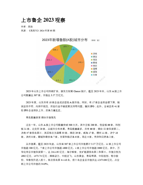 上市鲁企2023观察 