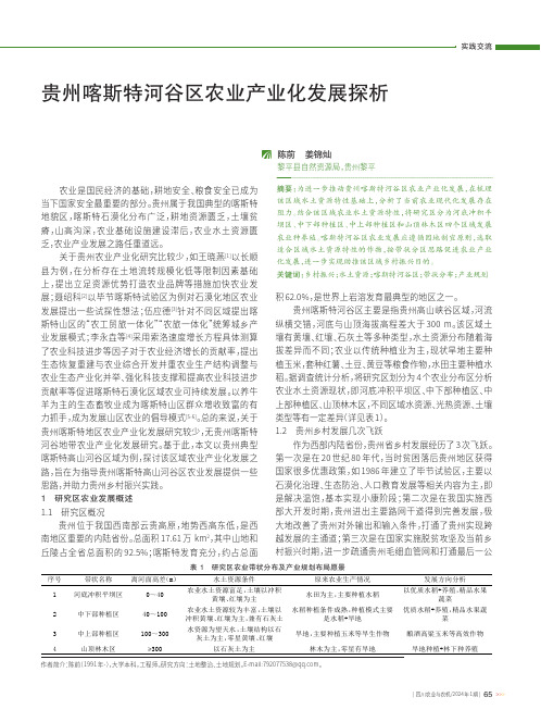 贵州喀斯特河谷区农业产业化发展探析